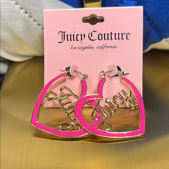 Juicy Couture Jewelry - Juicy Couture Pink and Gold Script Earrings
